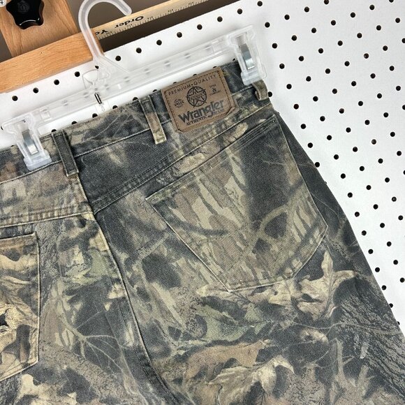 Wrangler Camo Double Knee Jean 36x34 Y2K Streetwear Skate Baggy Hunting 90s Worn - Picture 4 of 8